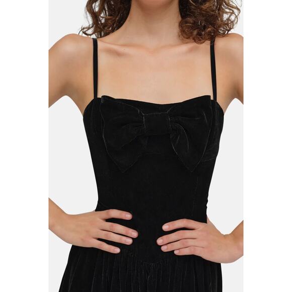 For Love & Lemons NWT Martini Black Velvet Statement Bow Mini Cocktail Dress S - Picture 15 of 15
